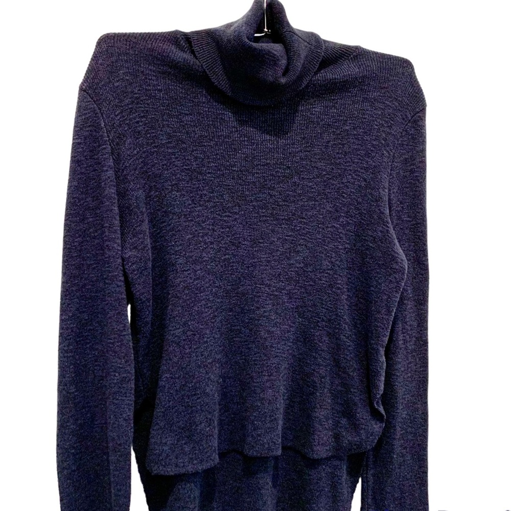ZARA - Dark Navy Blue Turtleneck High-Low Winter Sweater